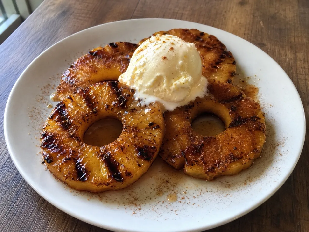 Grilled Pineapple with Cinnamon Sugar — served
