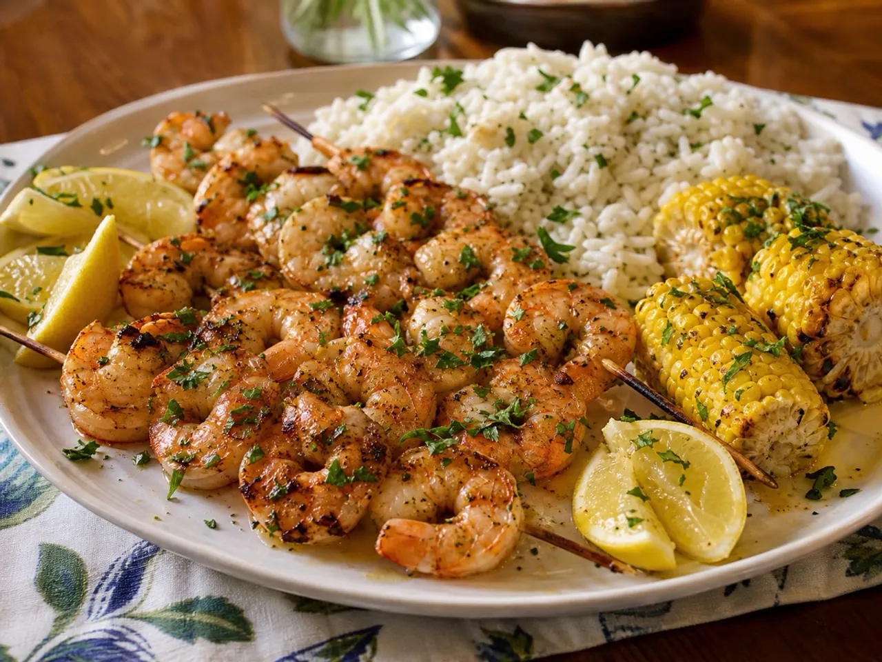 Grilled Shrimp Skewers — served