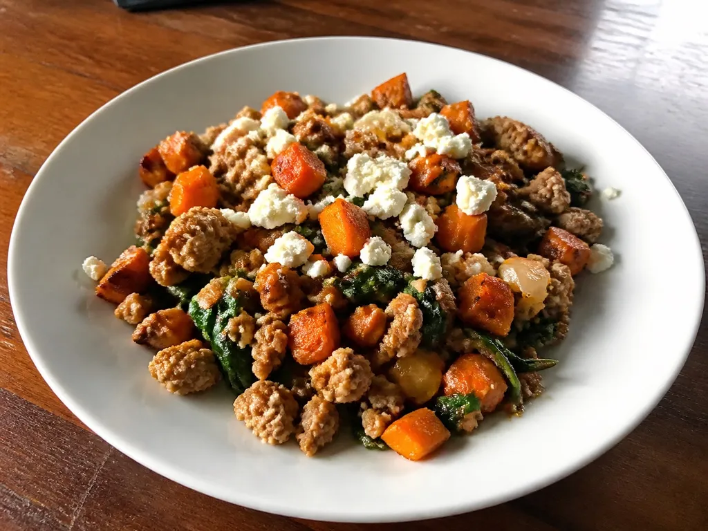 Ground Turkey Sweet Potato Skillet — plated and served