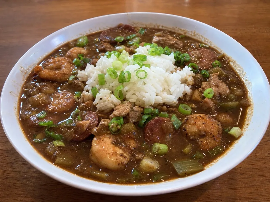 Gumbo — plated and served