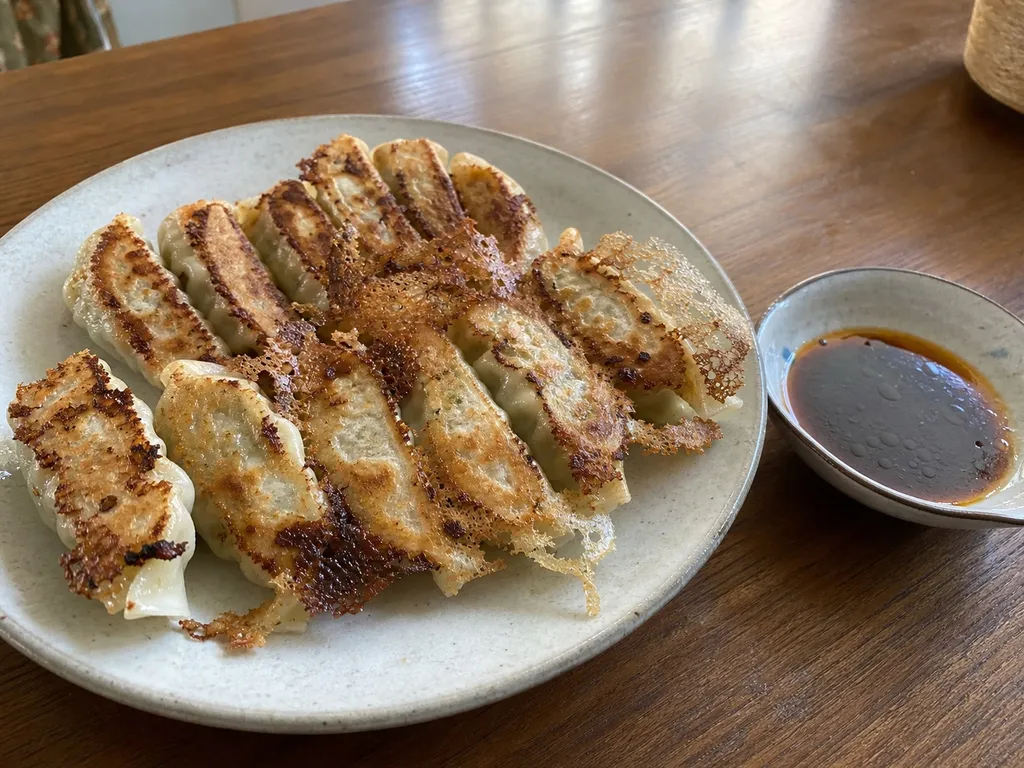 Gyoza — plated and served