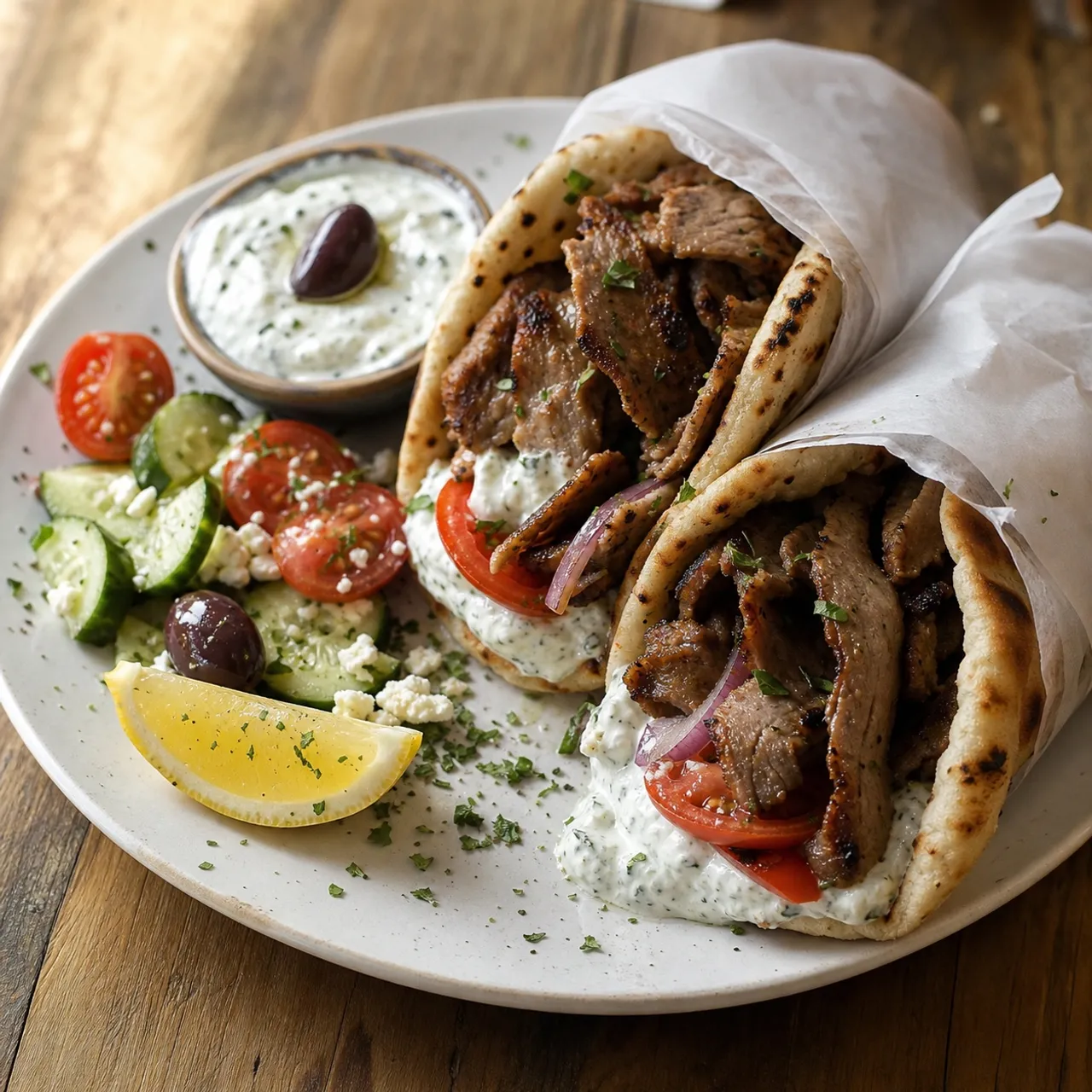 Gyro Wraps with Tzatziki — Greek recipe