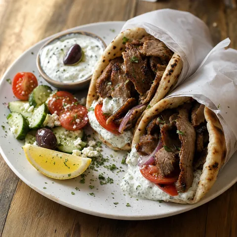 Gyro Wraps with Tzatziki — Greek recipe
