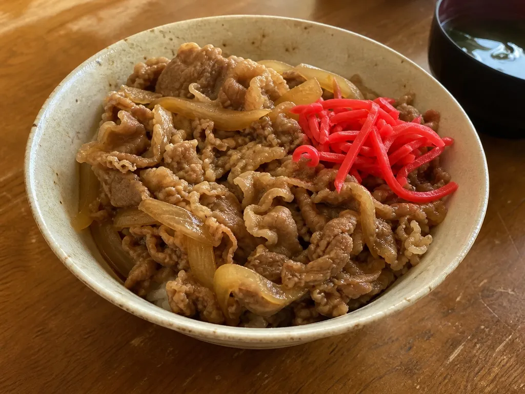 Gyudon (Beef Bowl) — plated and served