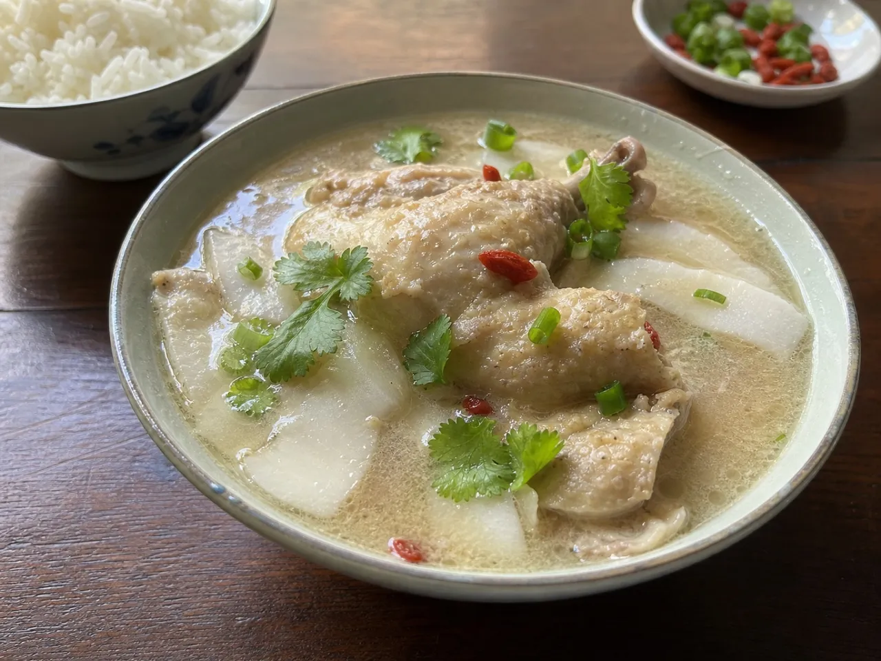Hainan Coconut Chicken Soup — served