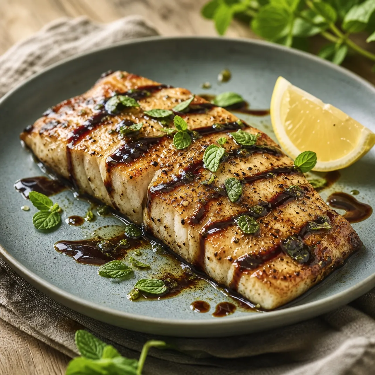 Halibut with Mint and Balsamic Vinegar — Seafood recipe