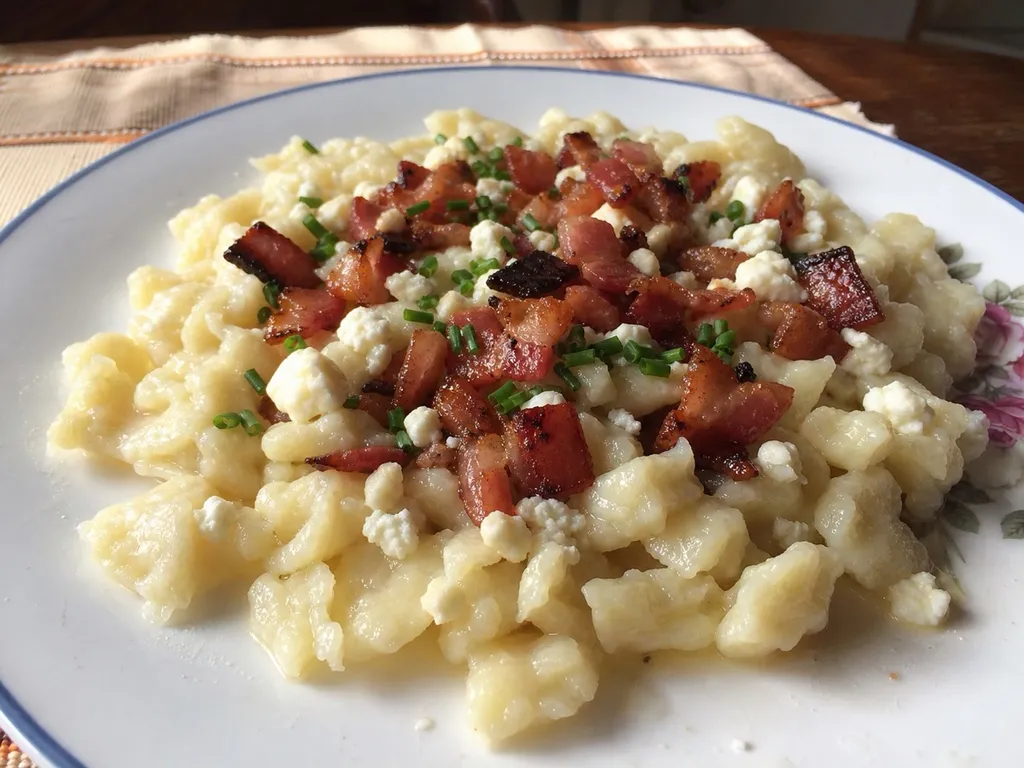 Halusky — plated and served