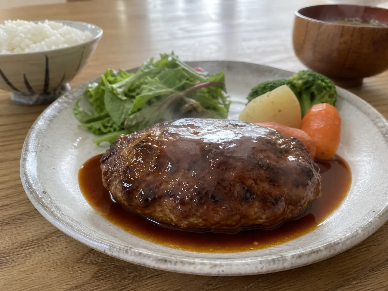 Hambagu (Japanese Hamburg Steak) — served