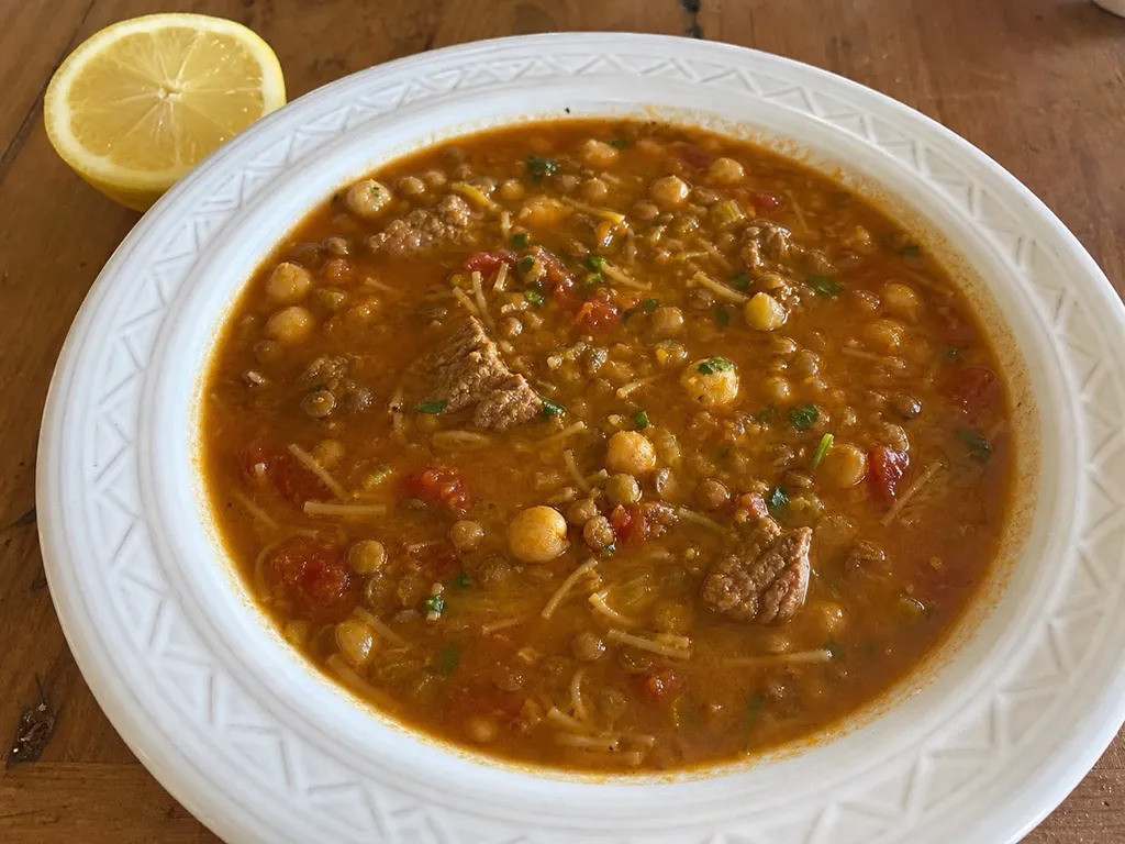Harira (Moroccan Soup) — plated and served