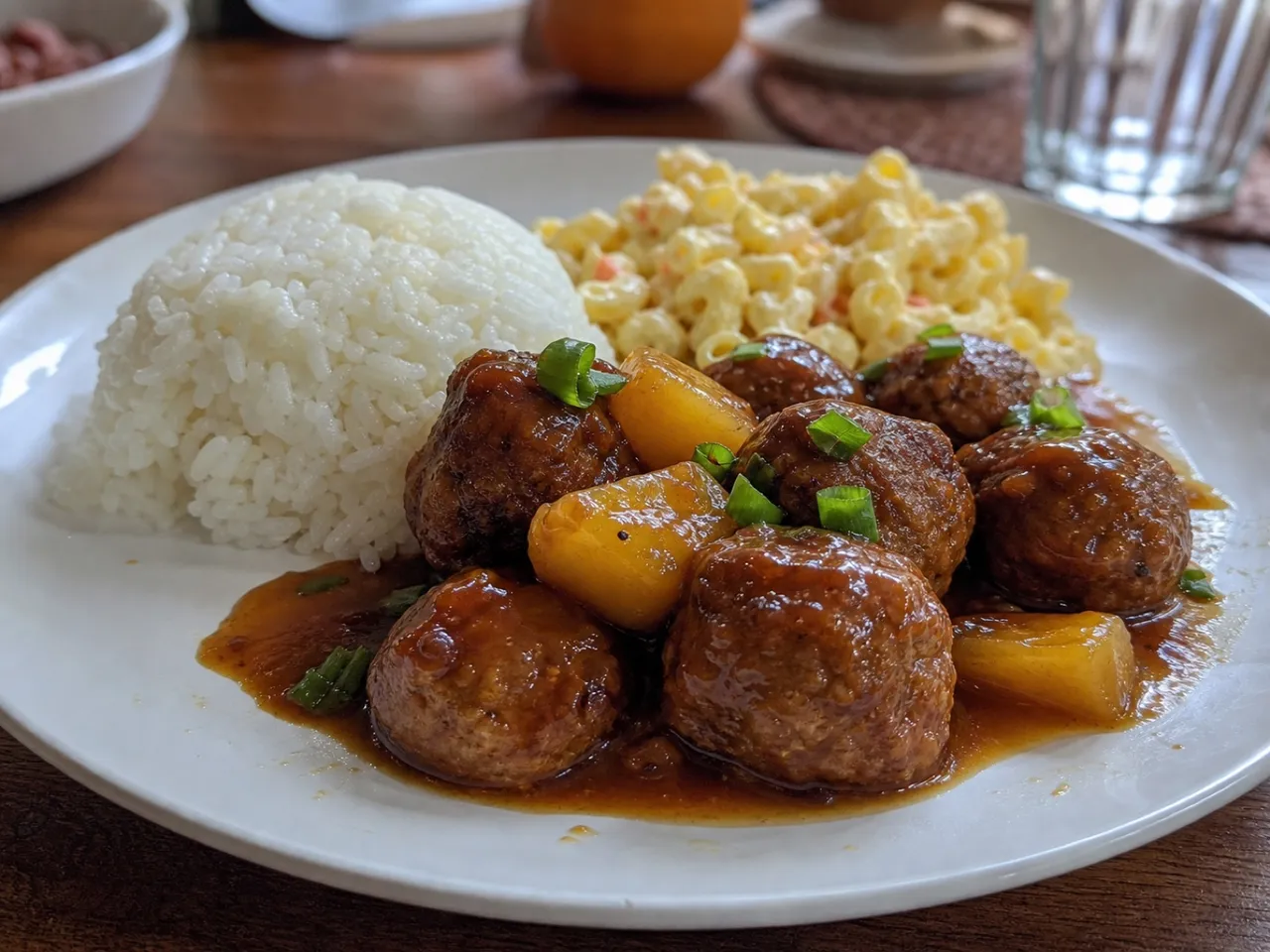 Hawaiian Meatballs — served
