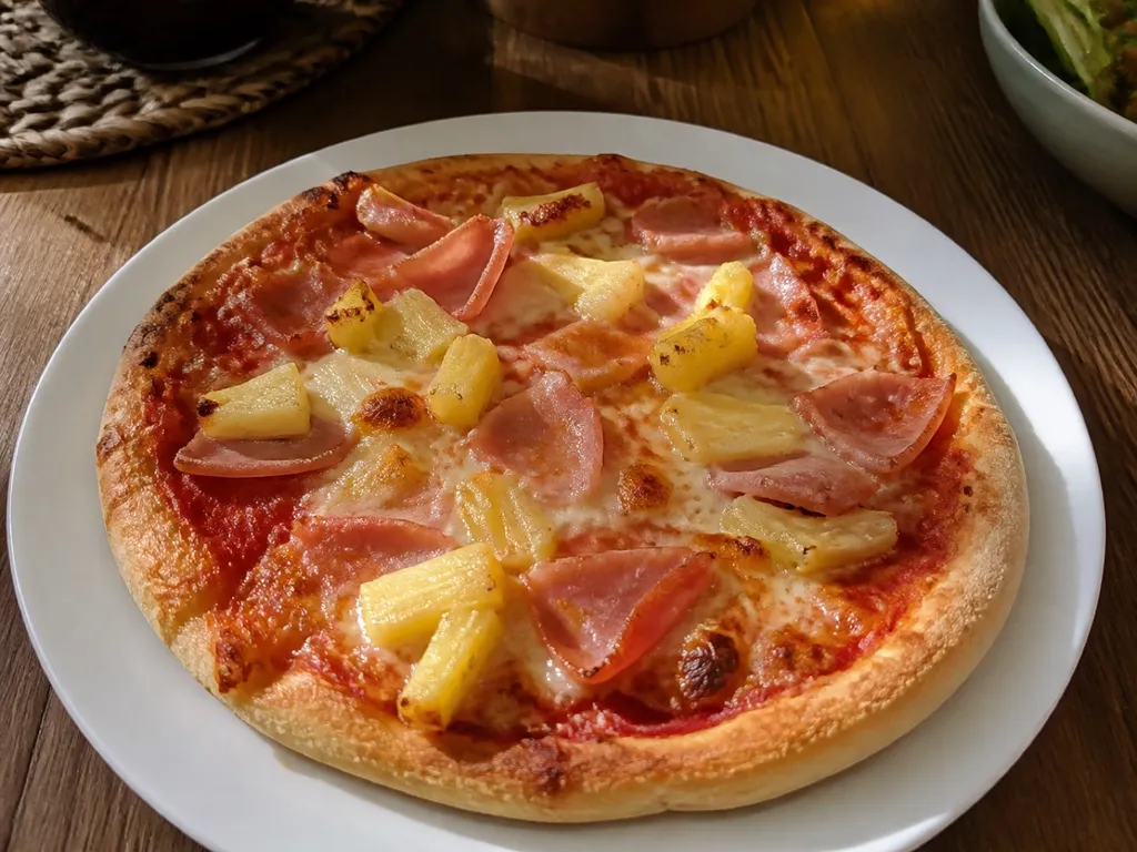 Hawaiian Pizza — plated and served