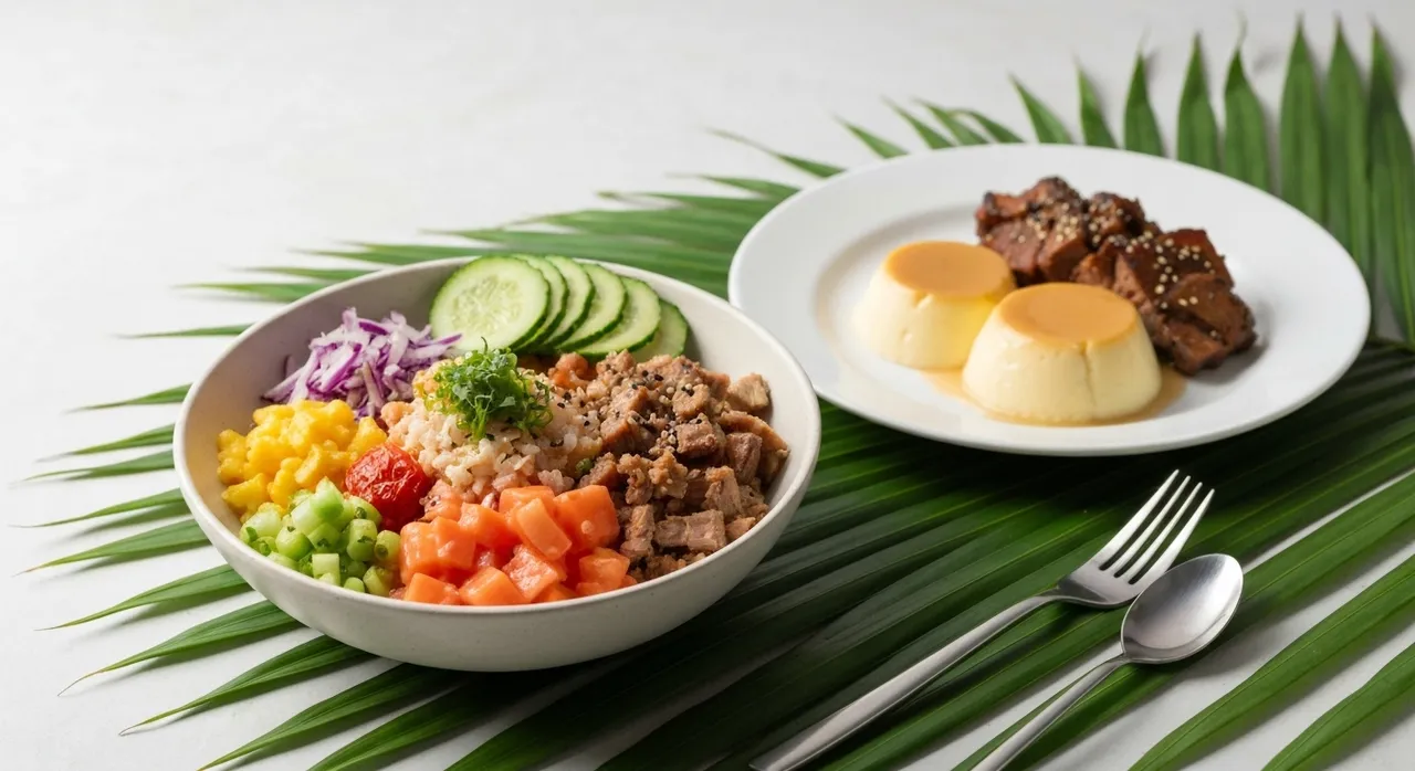 A spread of Hawaiian dishes