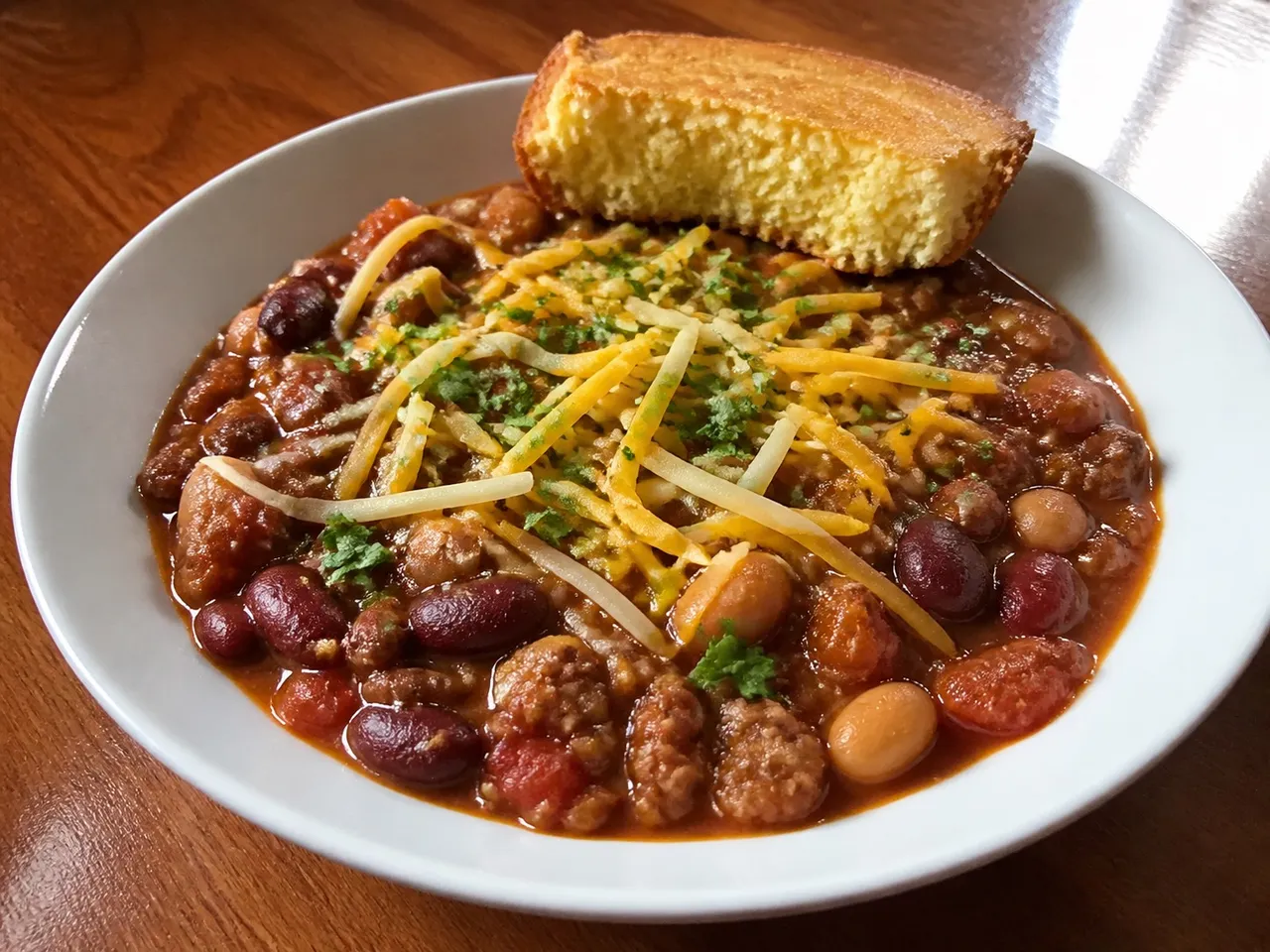 Hearty Turkey and Two-Bean Chili — served