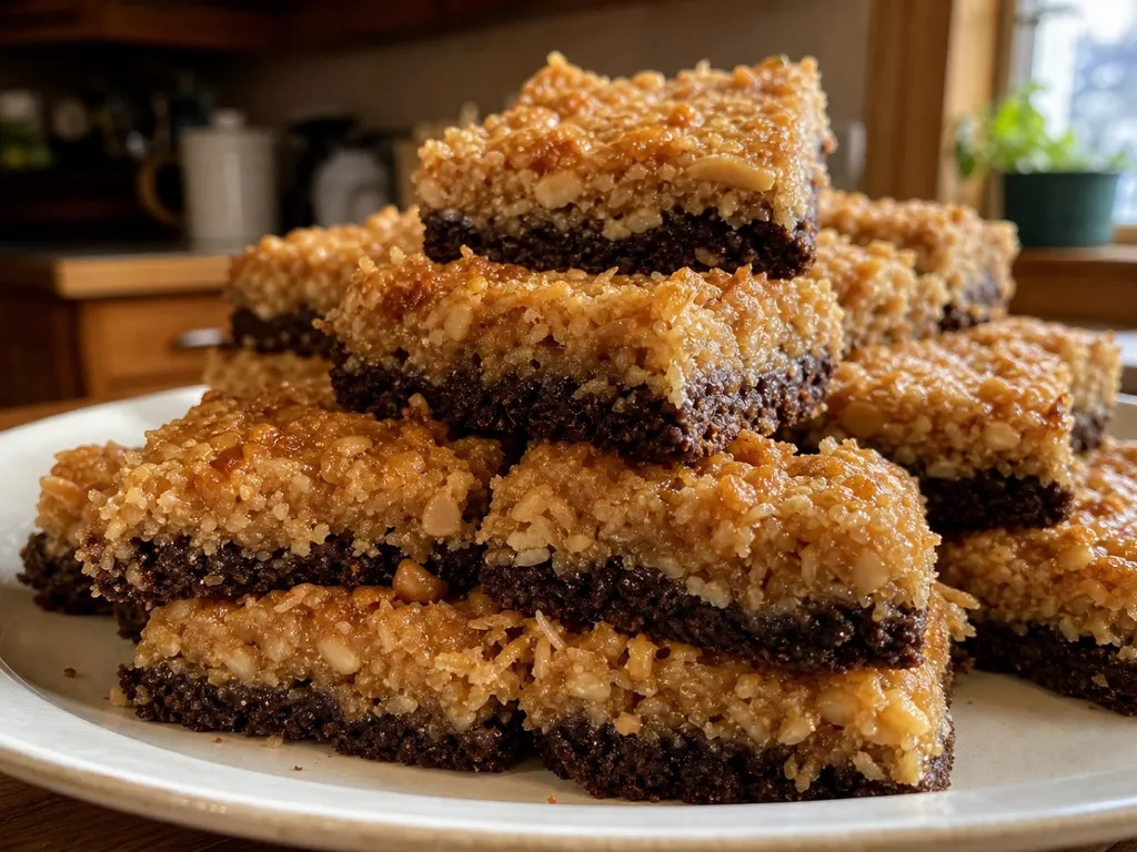 Hershey's Chewy Peanut Bars — plated and served