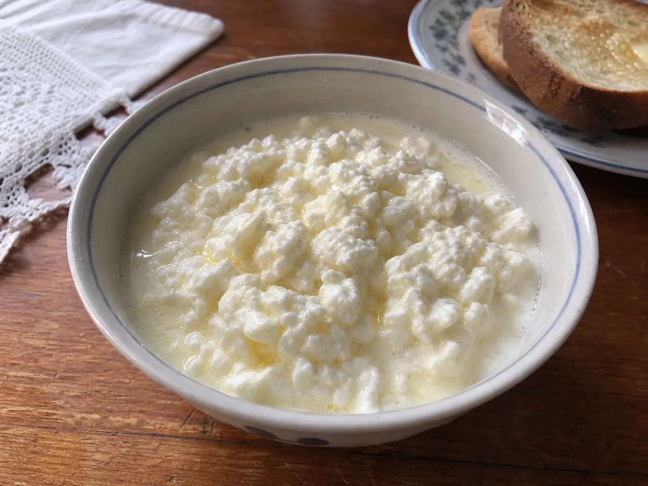 Homemade Cottage Cheese — served