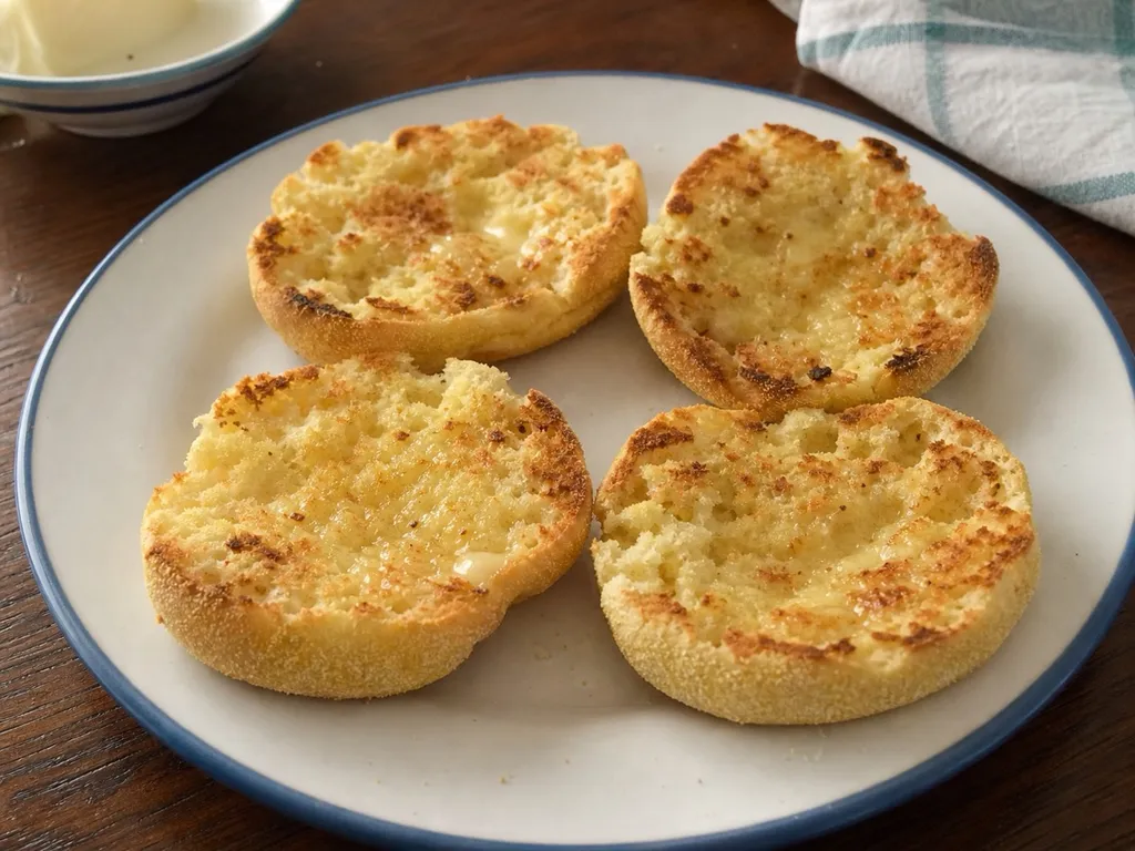 Homemade English Muffins — plated and served
