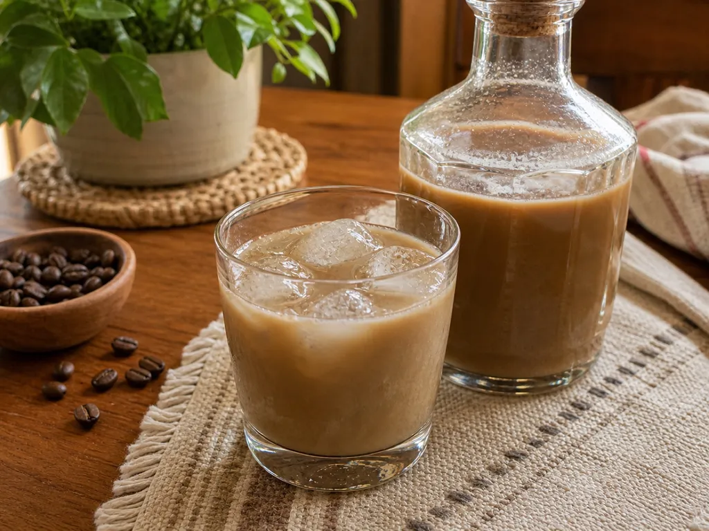 Homemade Kahlua — plated and served