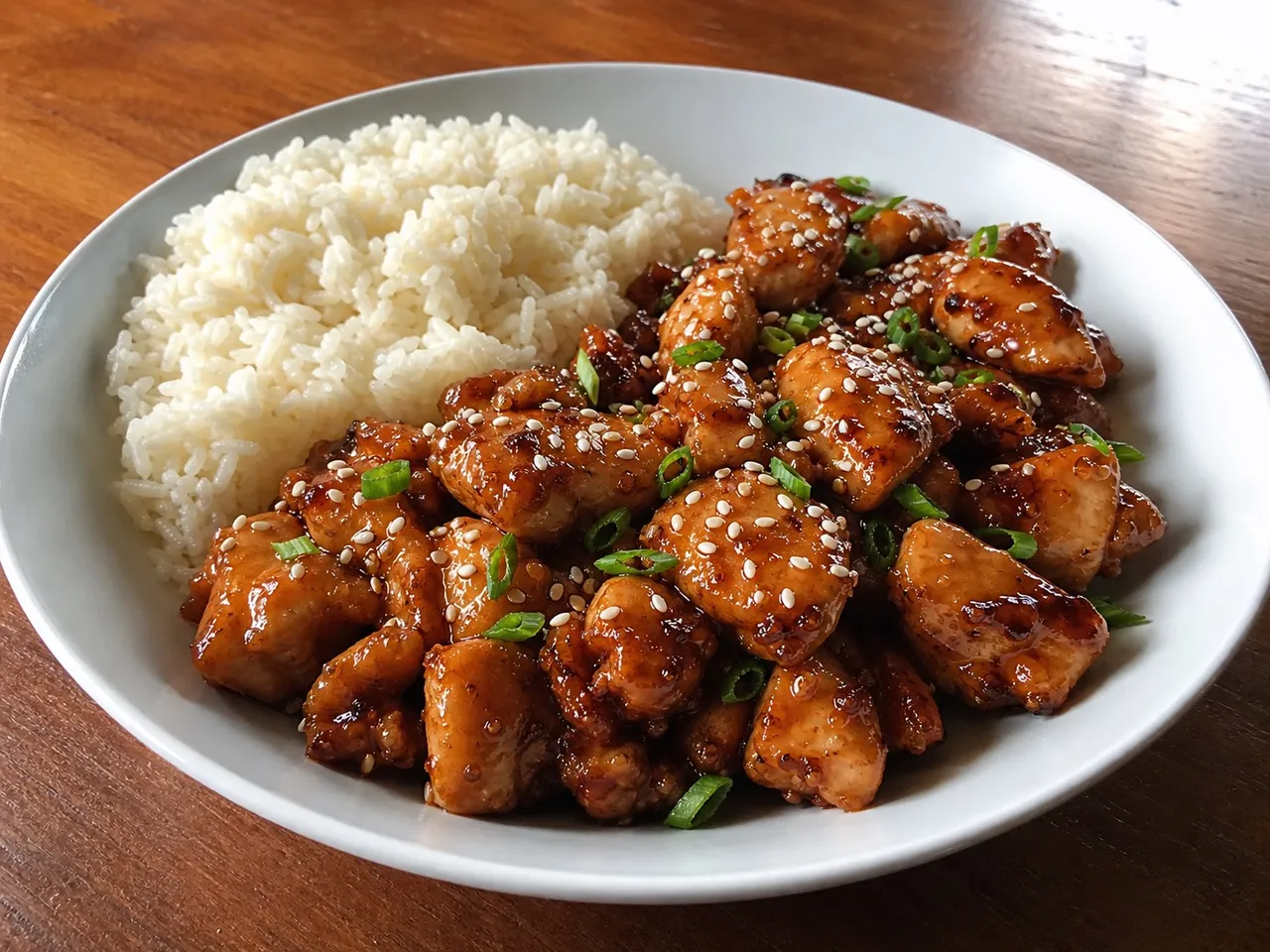 Honey Garlic Chicken — served