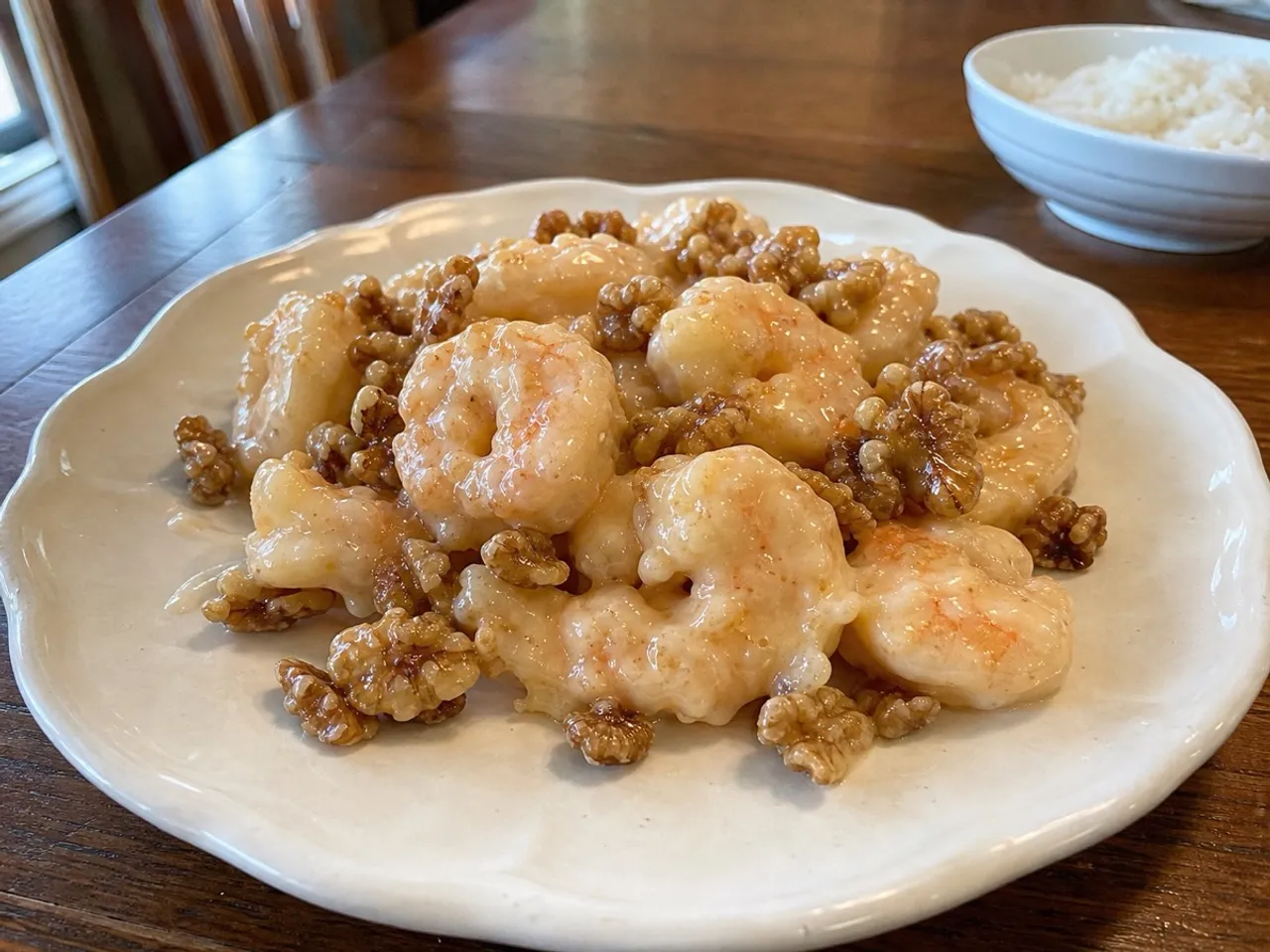 Honey Walnut Shrimp — served