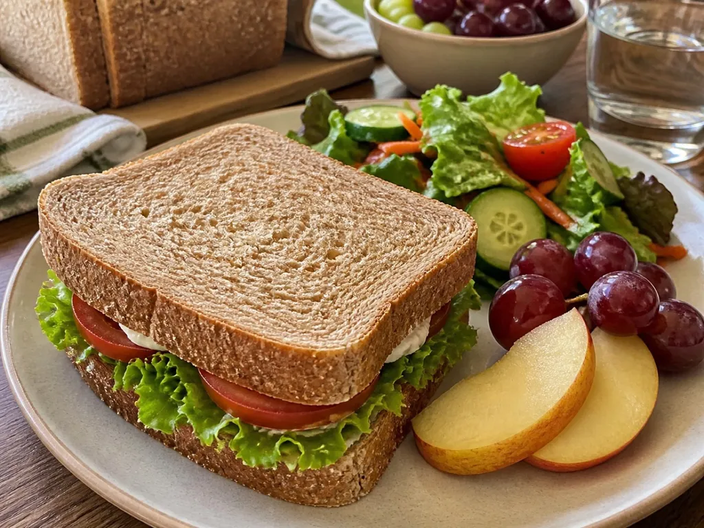 Honey Whole Wheat Sandwich Bread — plated and served