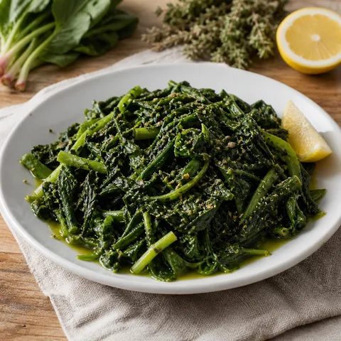Horta Vrasta (Boiled Wild Greens with Lemon and Olive Oil) — Greek recipe