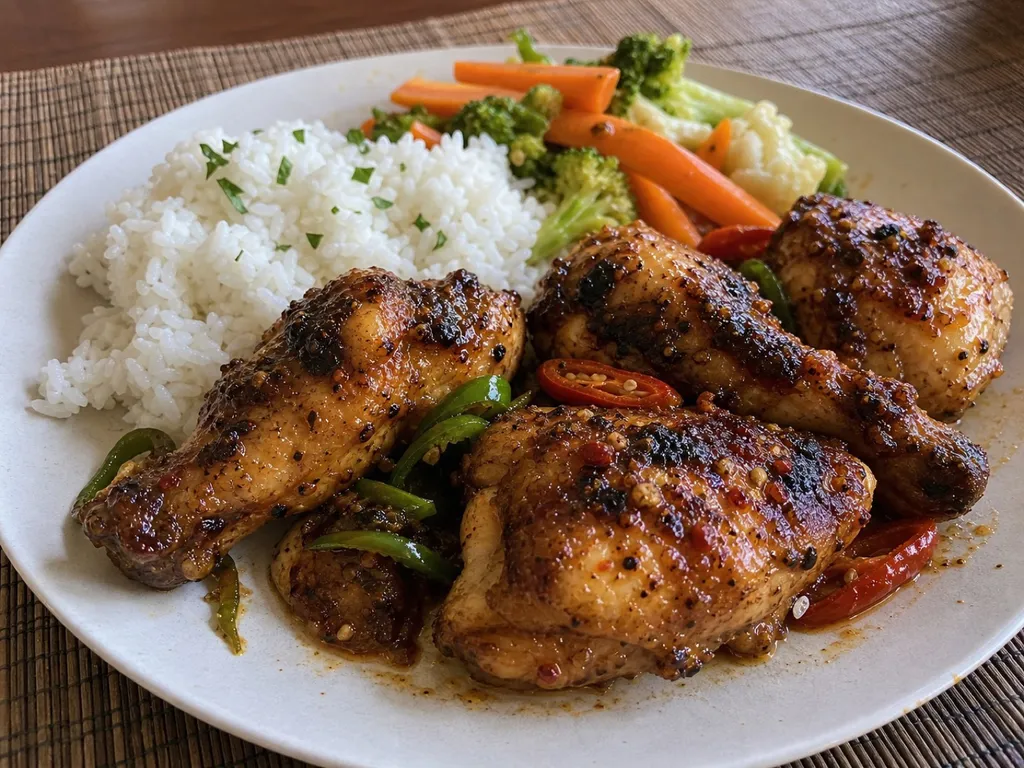Hot Pepper Chicken Marinade — plated and served