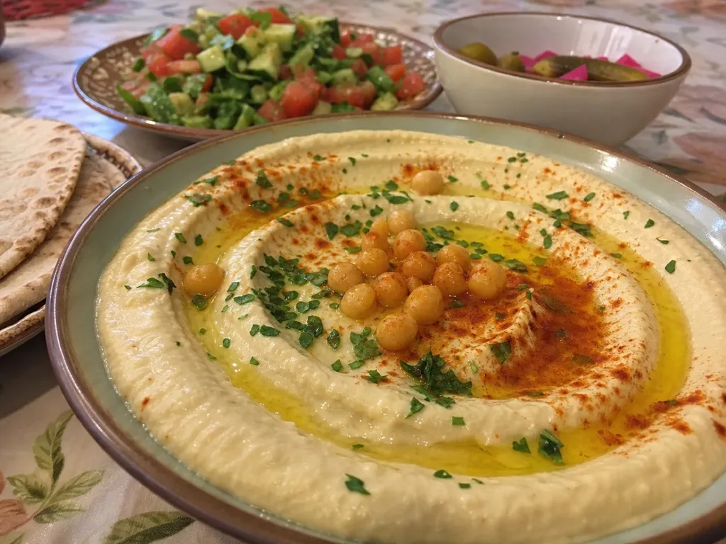 Hummus — plated and served