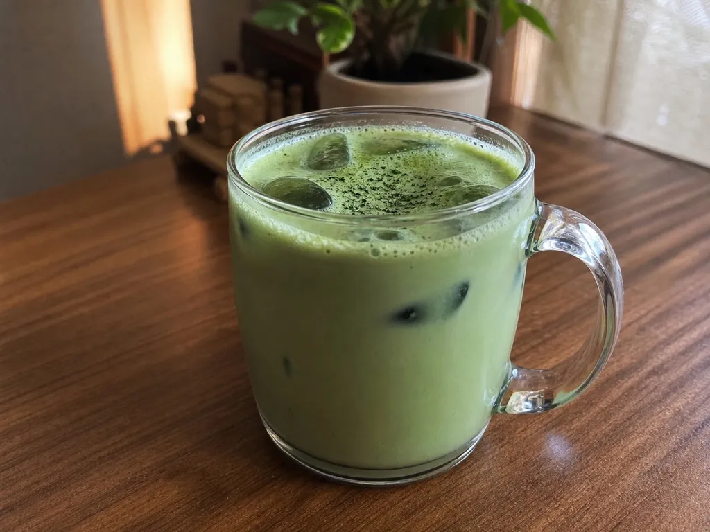Iced Matcha Latte — plated and served