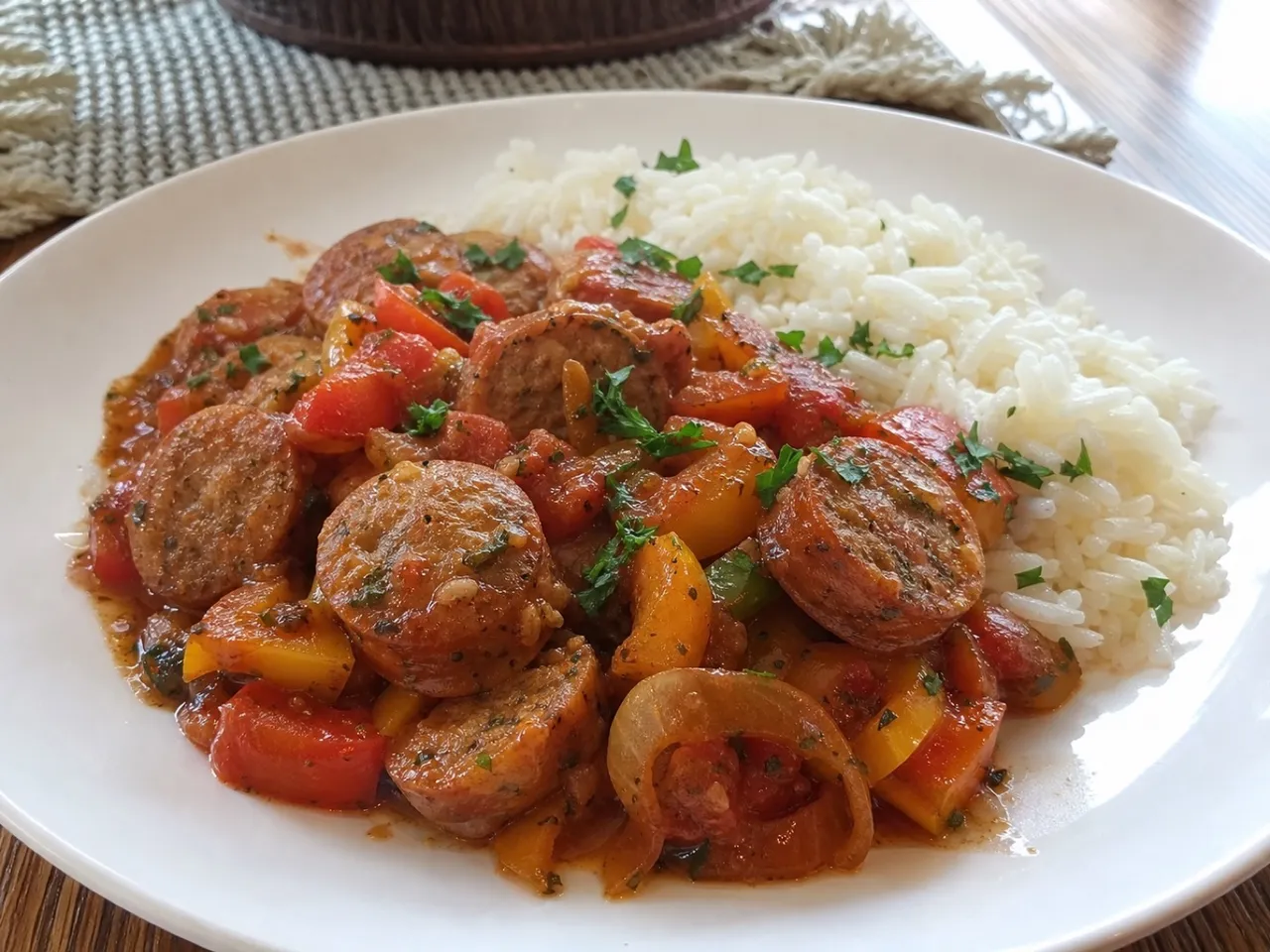 Italian Chicken Sausage and Pepper Skillet — served