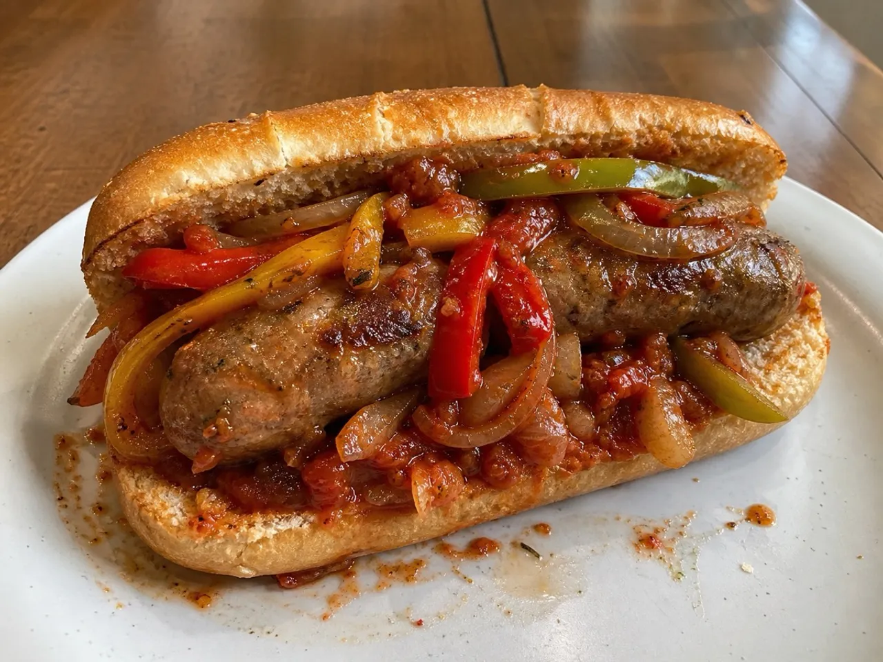 Italian Sausage and Peppers — served