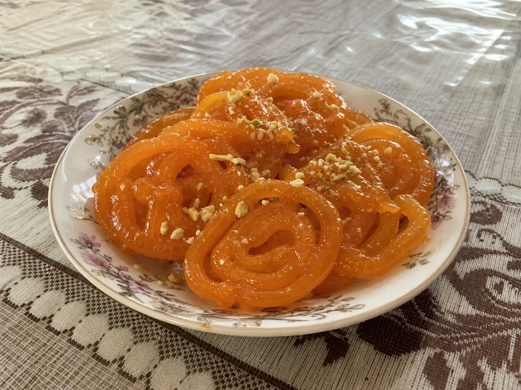 Jalebi — plated and served