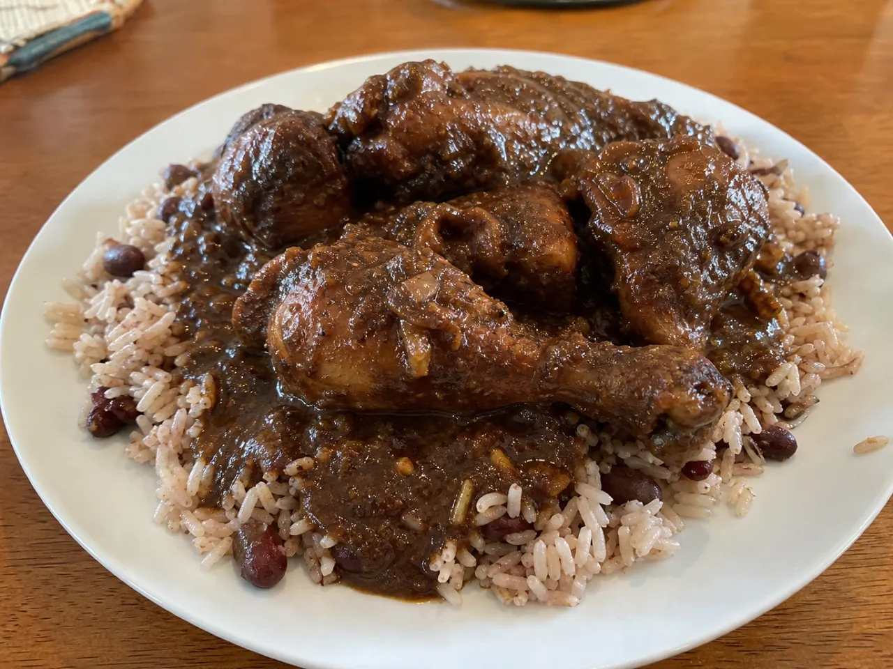 Jamaican Brown Stew Chicken — served