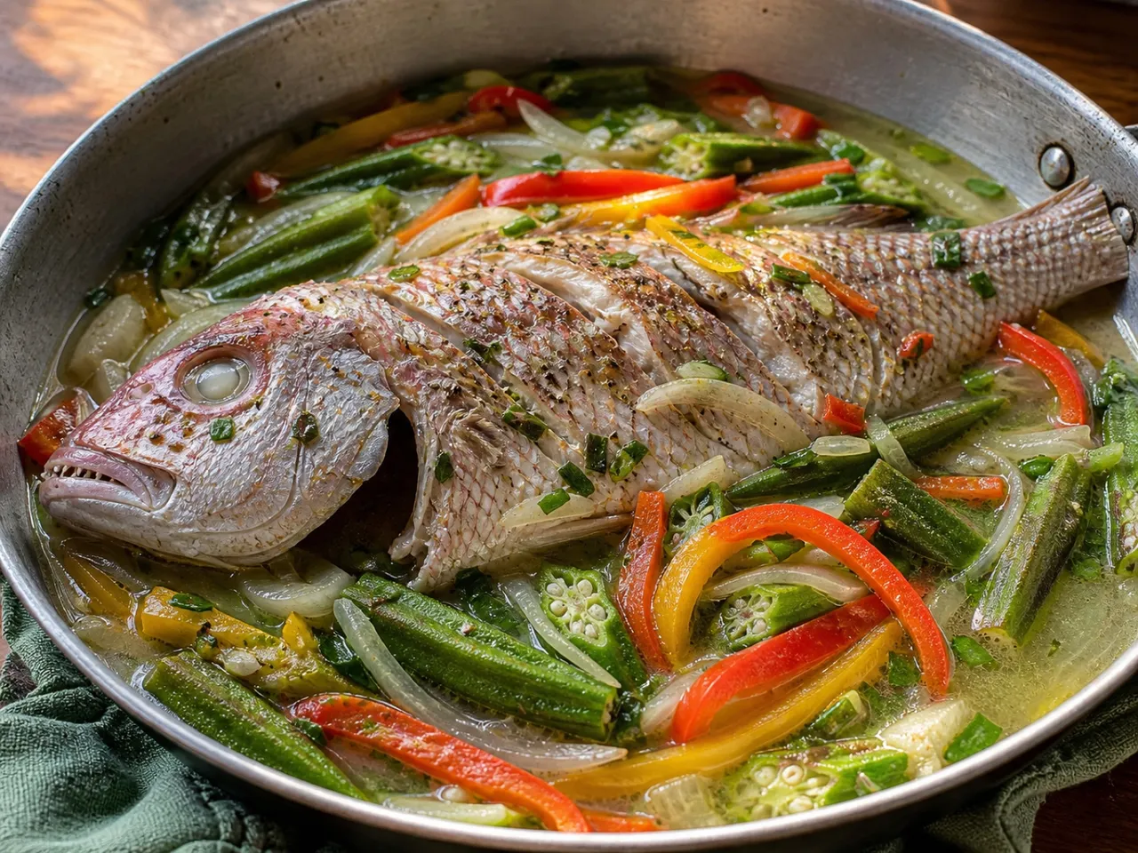 Jamaican Steamed Fish — served