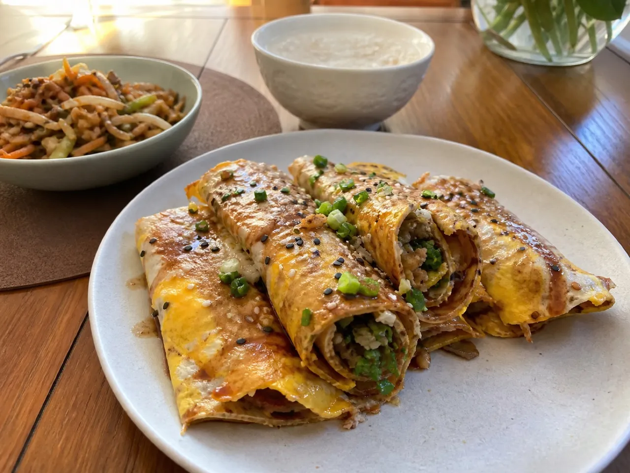 Jianbing (Chinese Crepe) — served