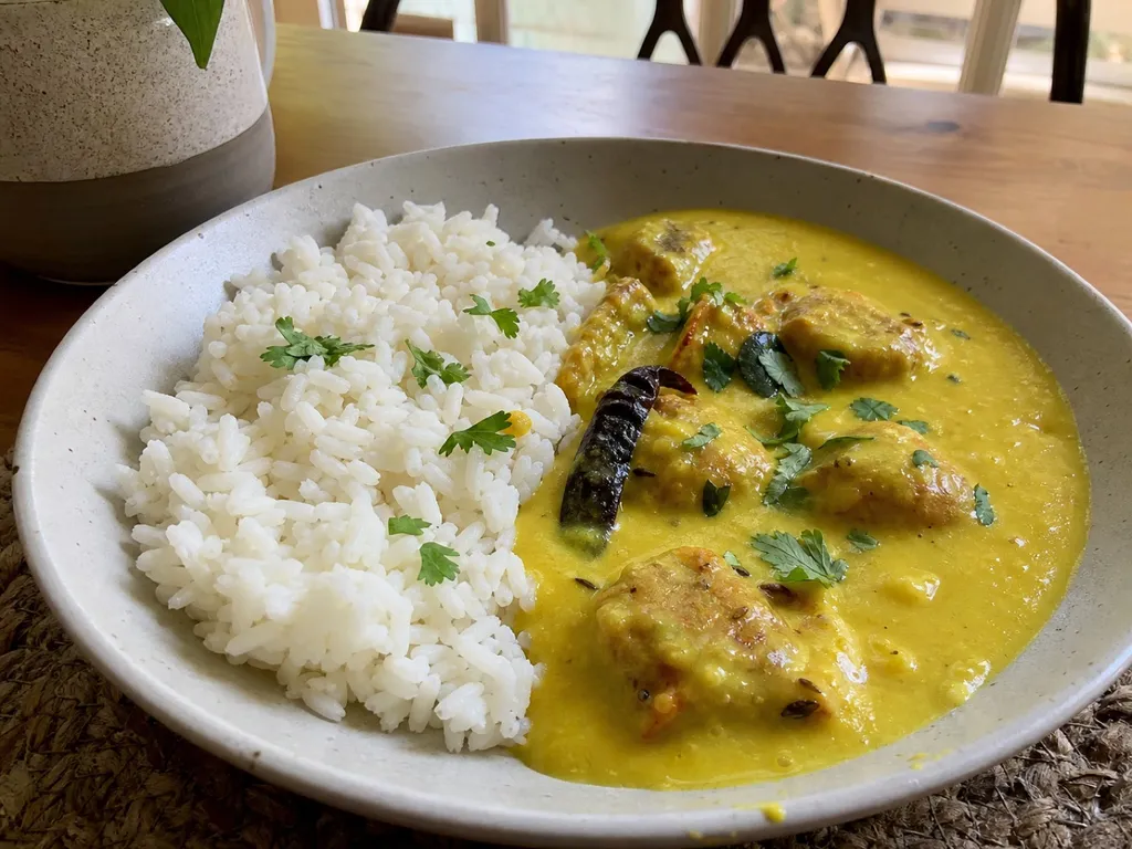 Kadhi Pakora — plated and served