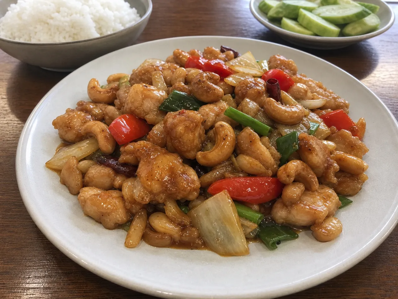 Kai Med Ma Muang — served