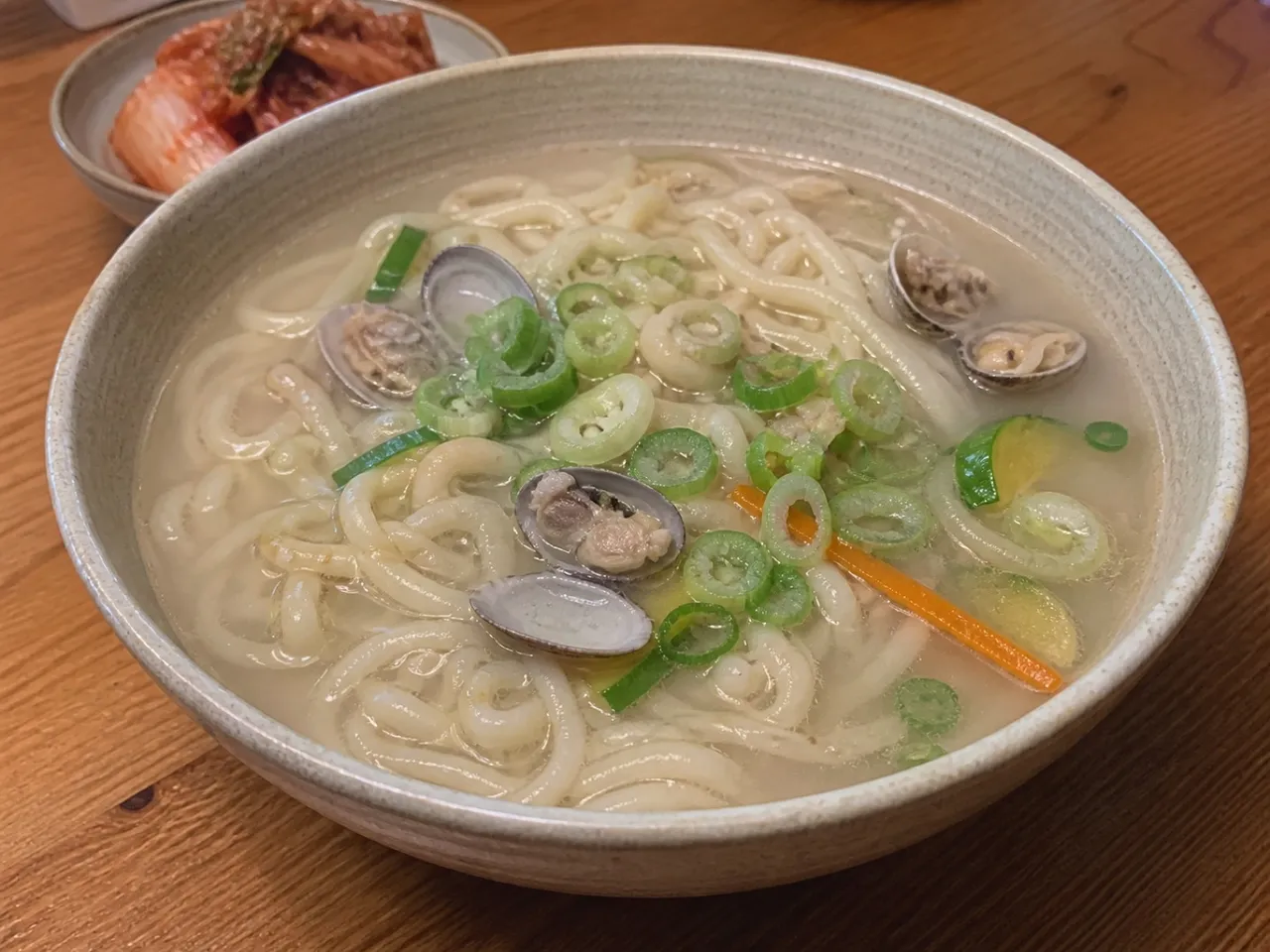 Kalguksu (Knife-cut Noodle Soup) — served