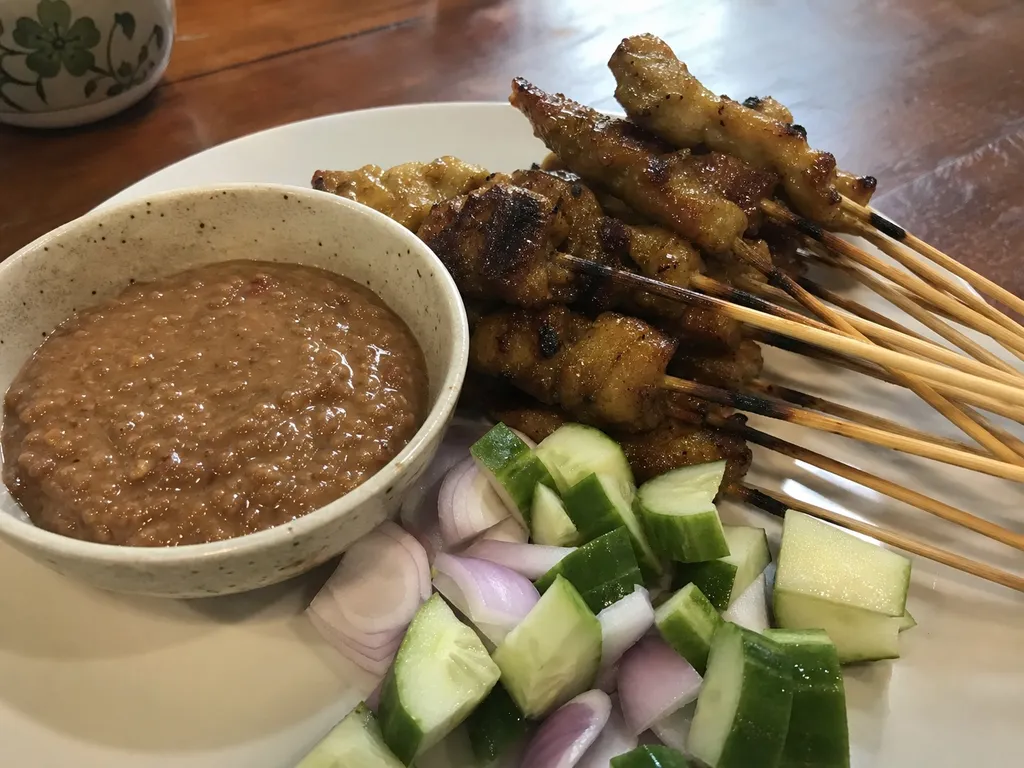 Katjang Sauce: Peanut Sauce — plated and served