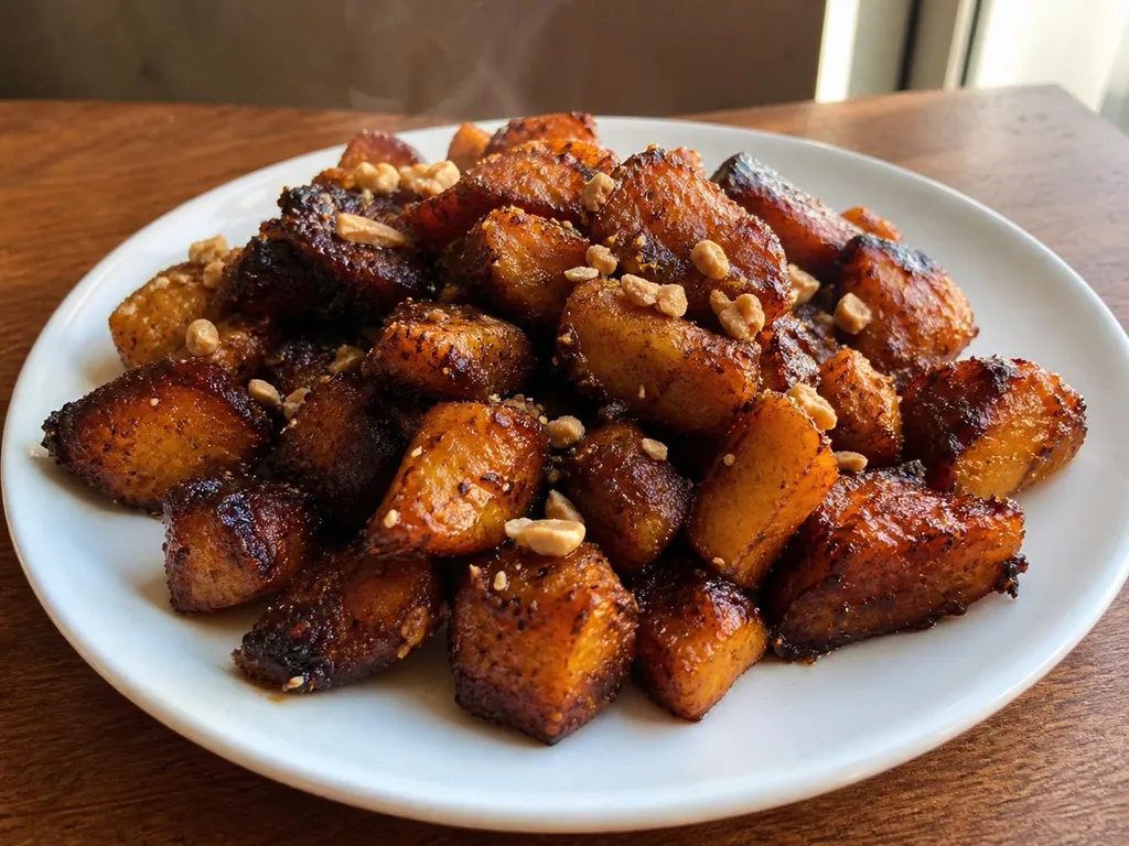 Kelewele — plated and served