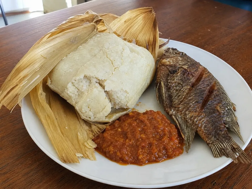 Kenkey — plated and served