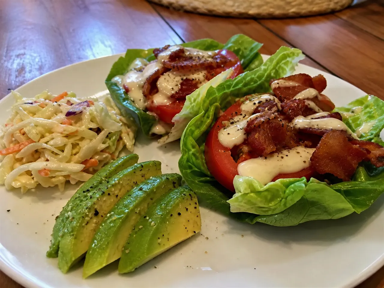 Keto BLT Lettuce Wraps — served