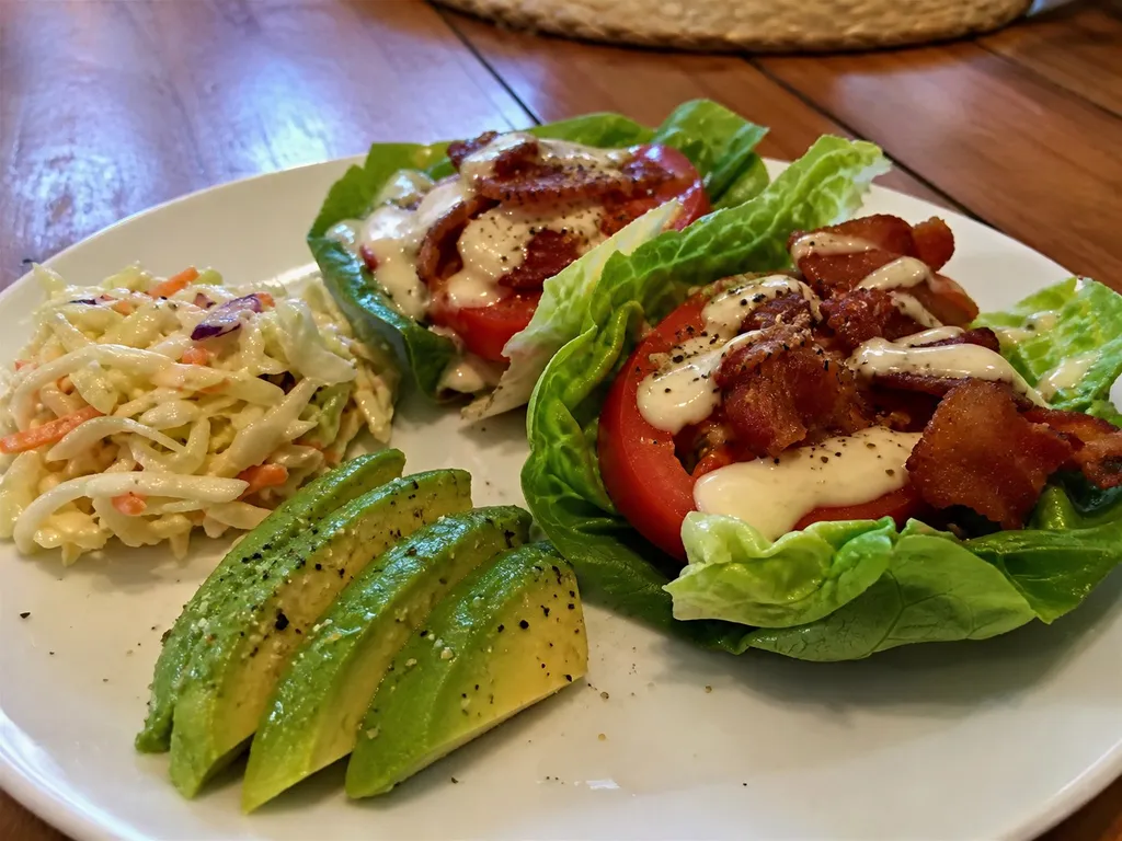 Keto BLT Lettuce Wraps — plated and served