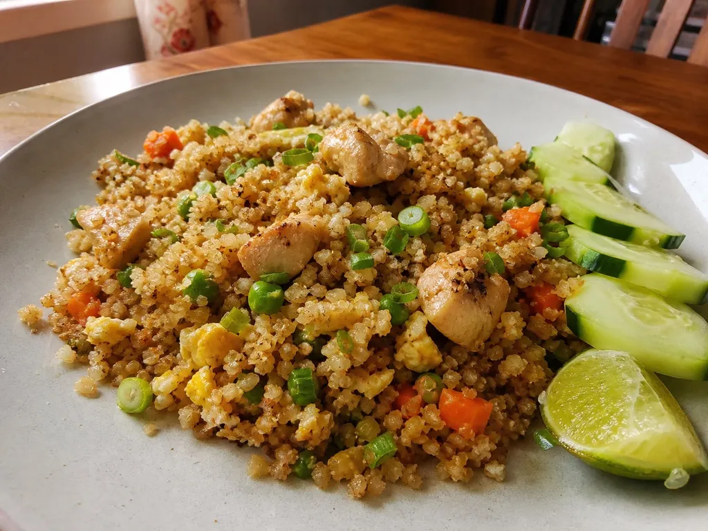 Keto Cauliflower Fried Rice — plated and served