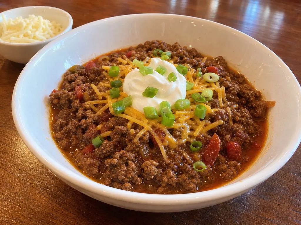 Keto Chili — plated and served