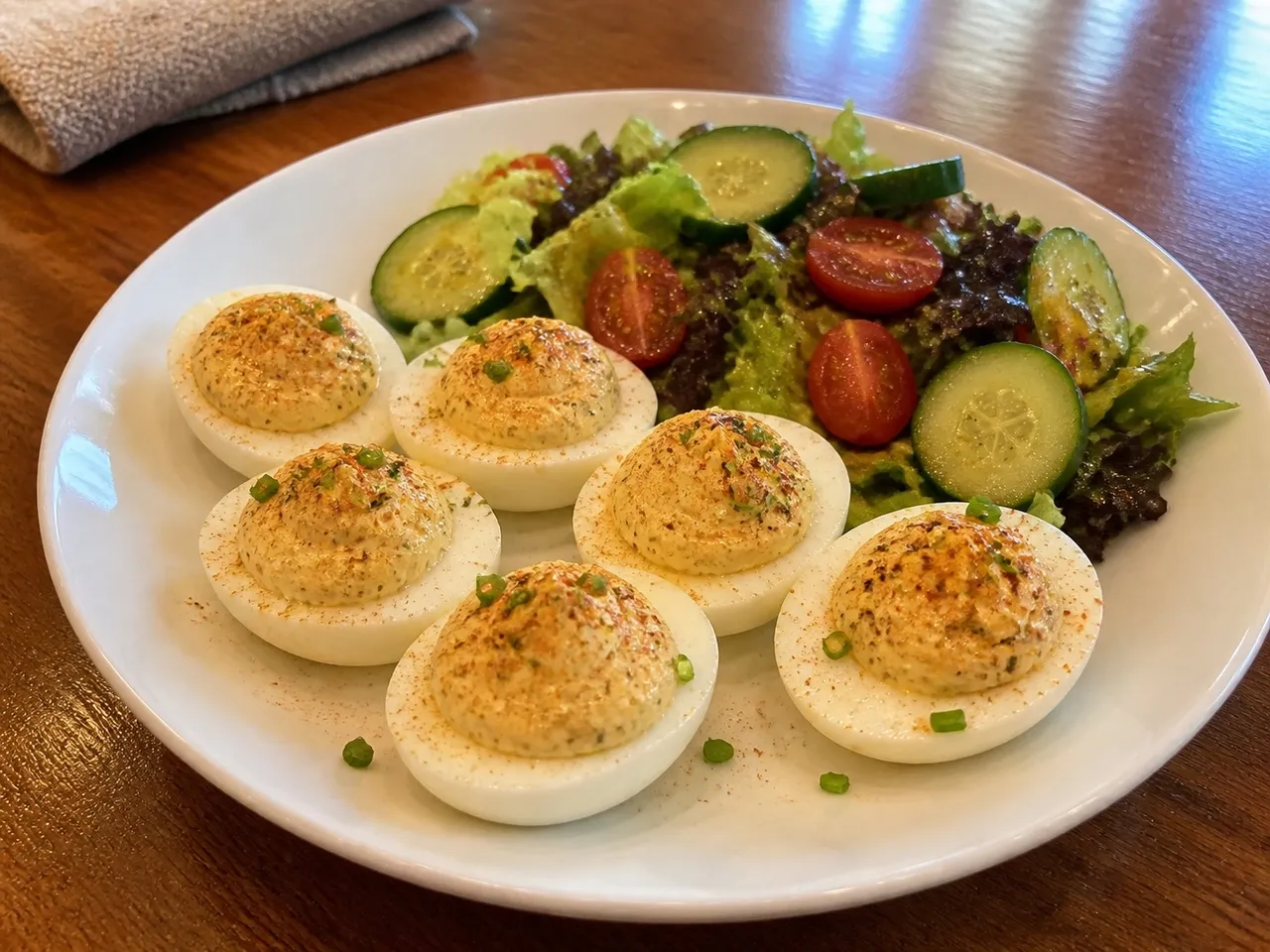 Keto Deviled Eggs — served
