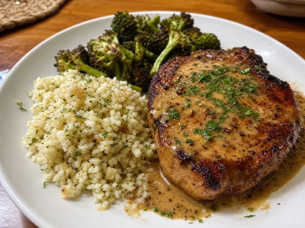 Keto Pork Chops — plated and served