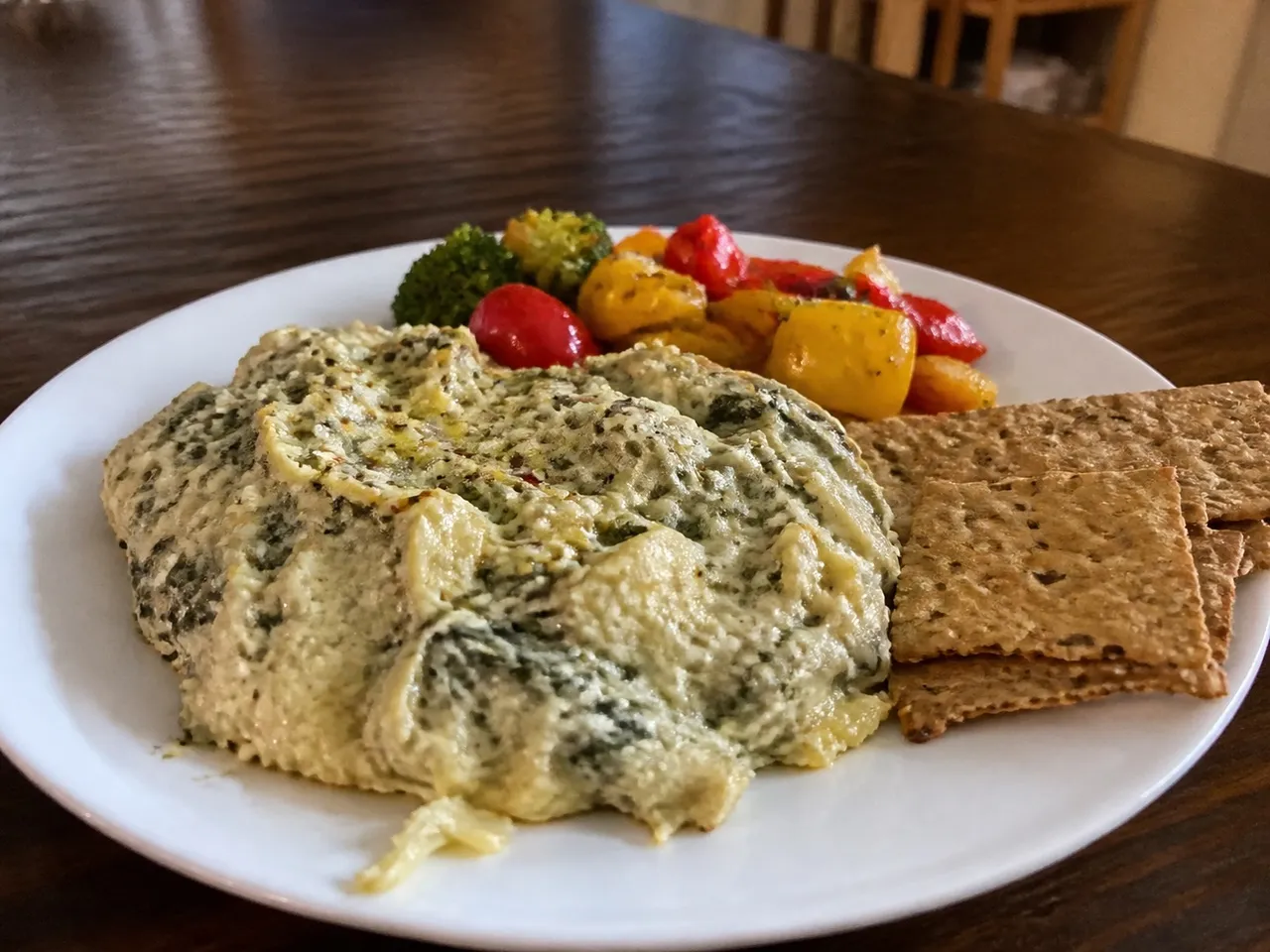 Keto Spinach Artichoke Dip — served