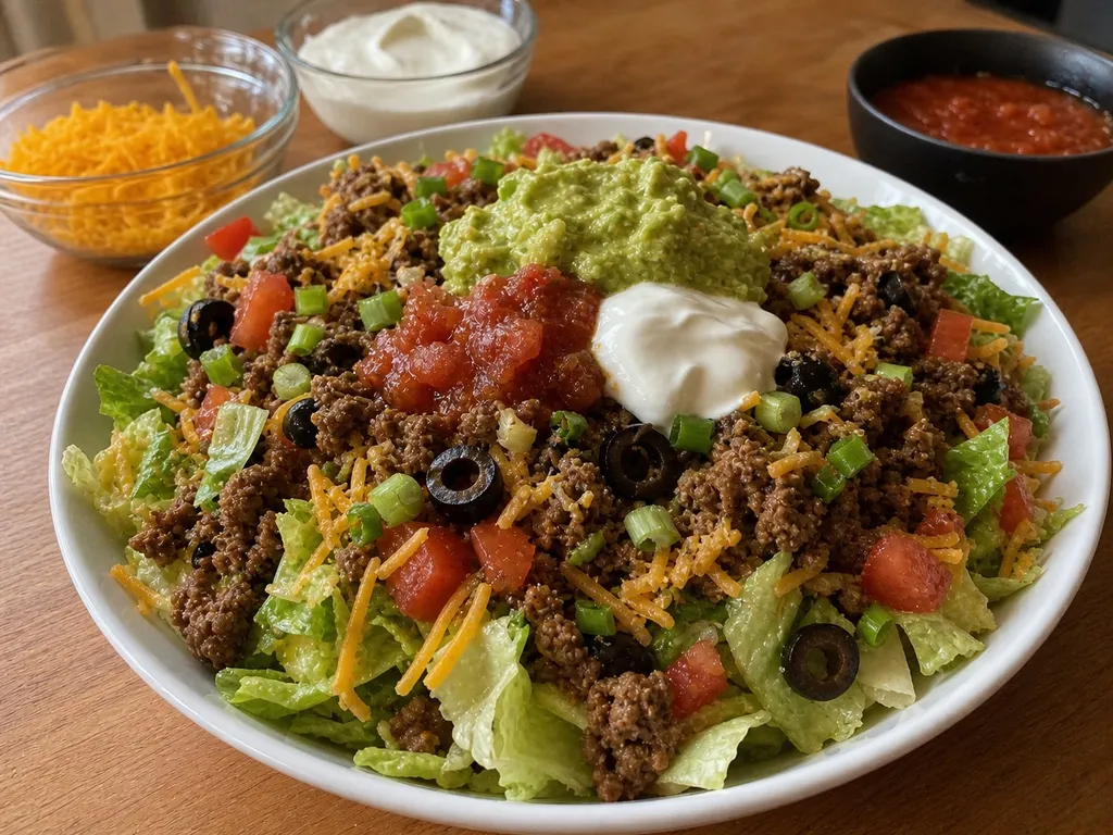 Keto Taco Salad — plated and served