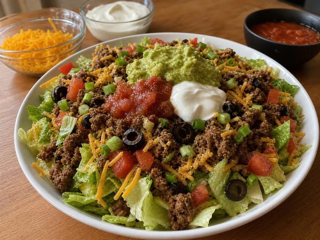 Keto Taco Salad — served
