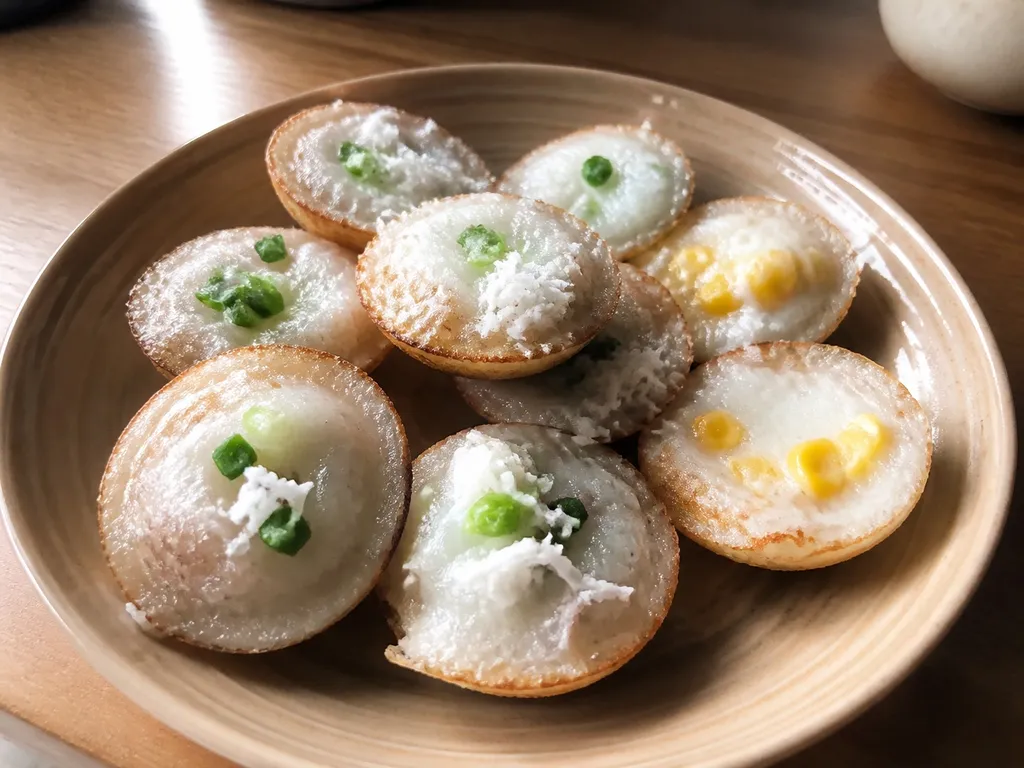 Khanom Krok — plated and served